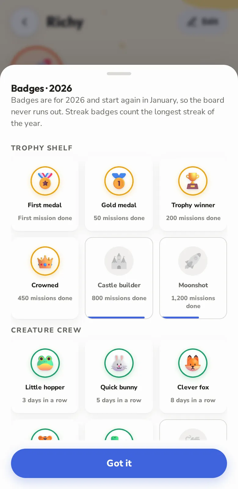Badges to collect all year