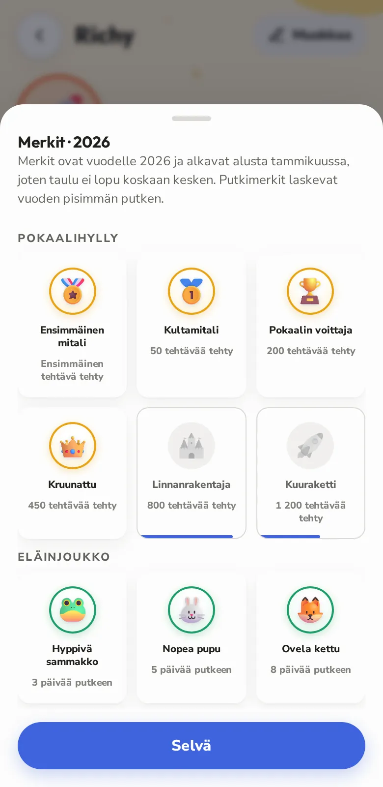 Merkkejä kerättäväksi läpi vuoden
