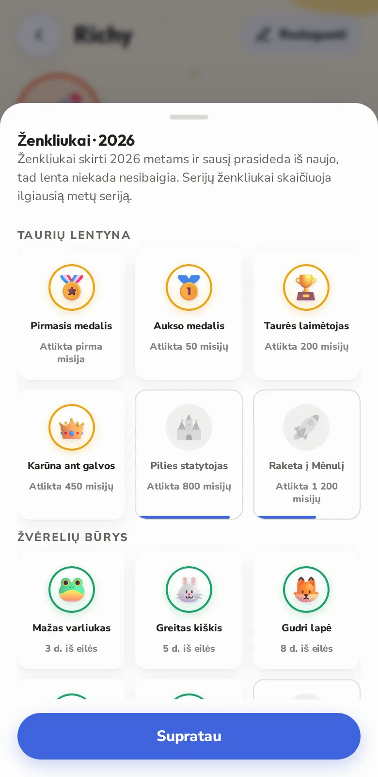 Ženkliukai, renkami visus metus