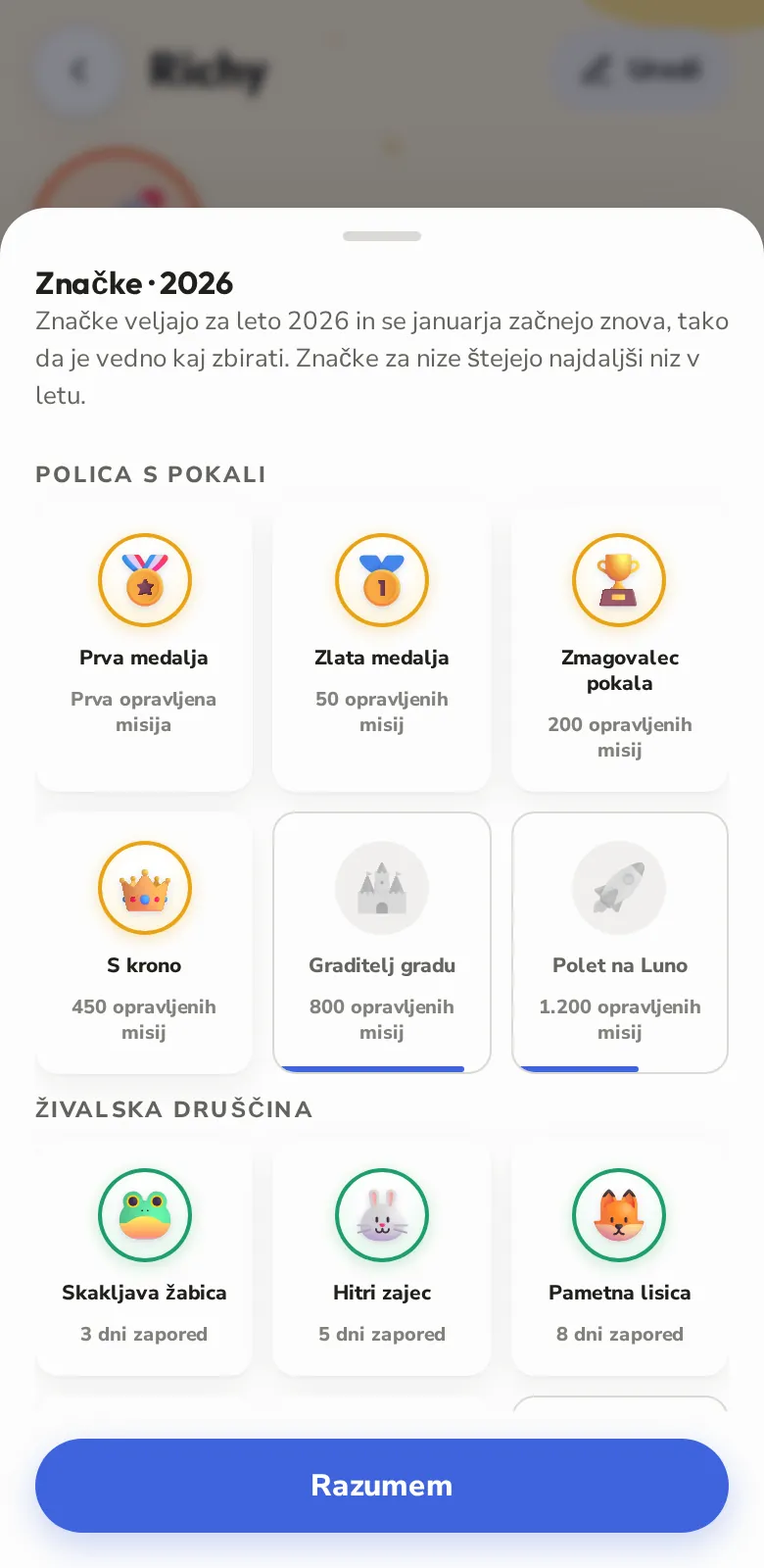 Značke za zbiranje vse leto