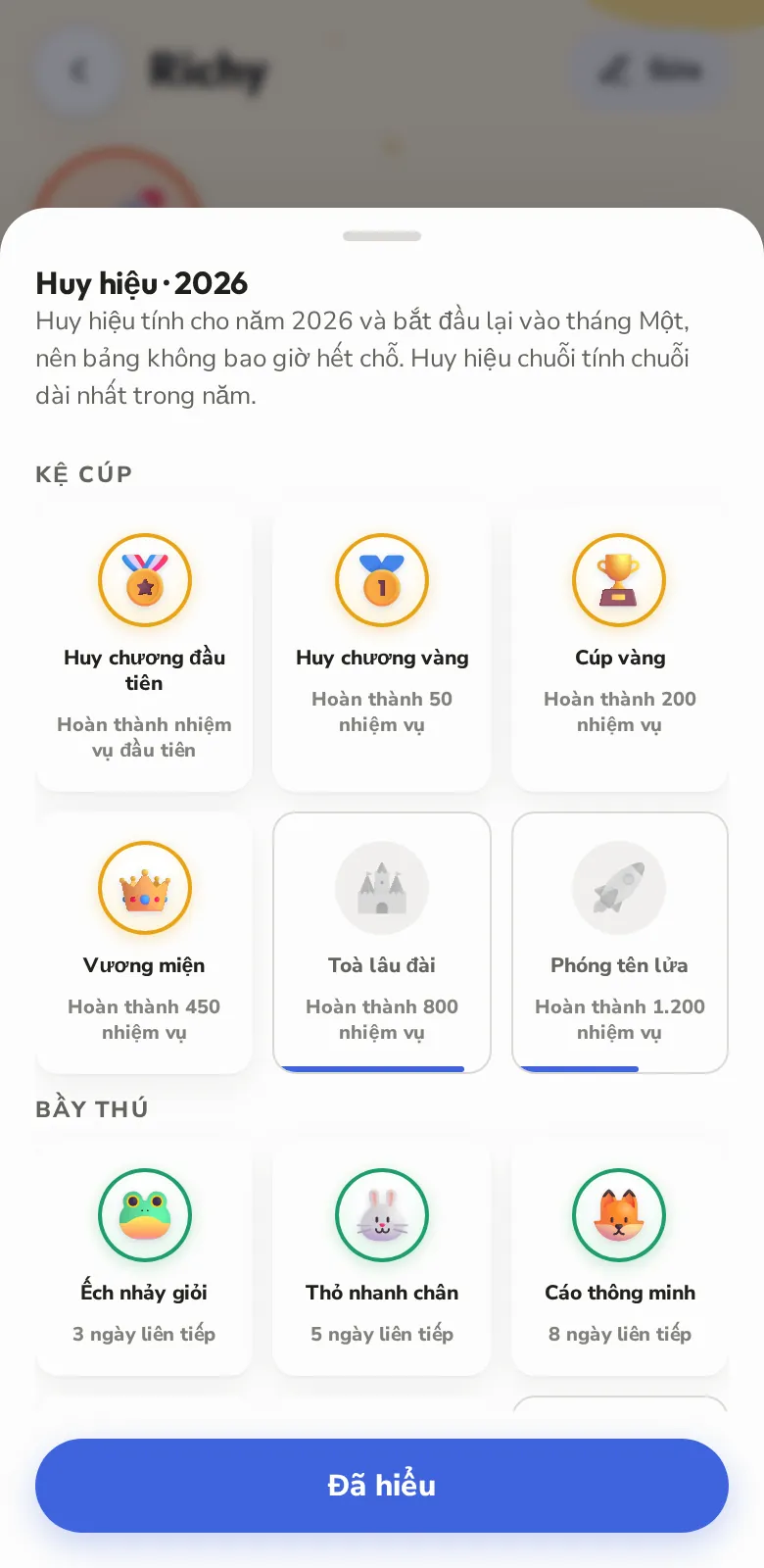 Huy hiệu để sưu tầm cả năm