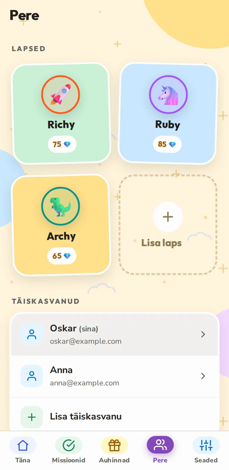 Iga aitaja, oma konto