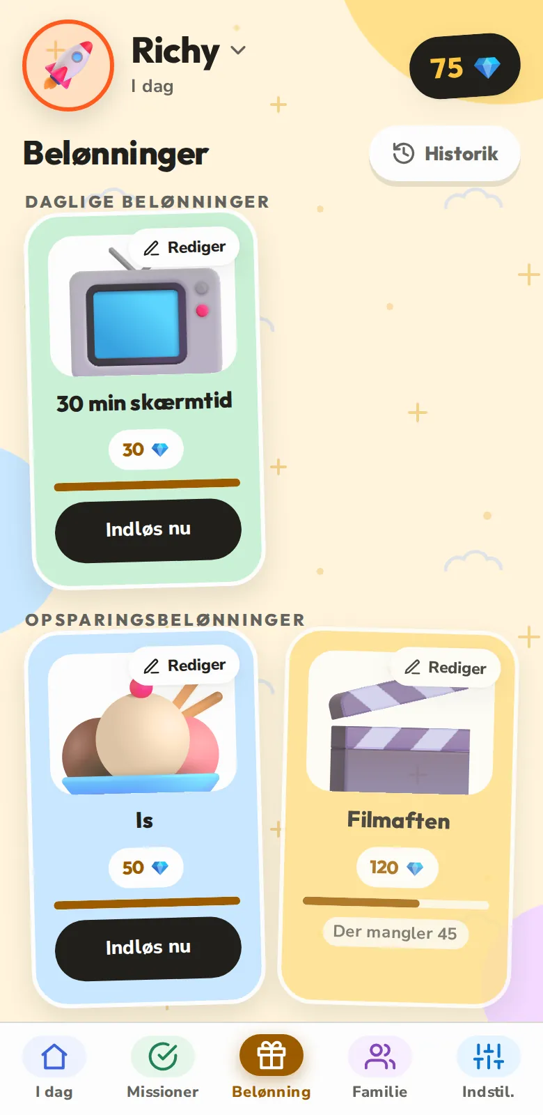 Belønninger, de sparer op til