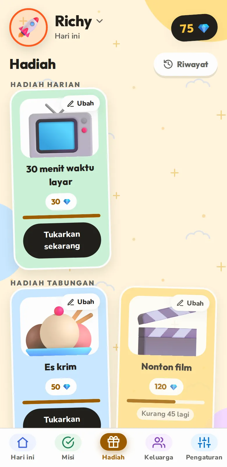 Hadiah yang sedang mereka tabung