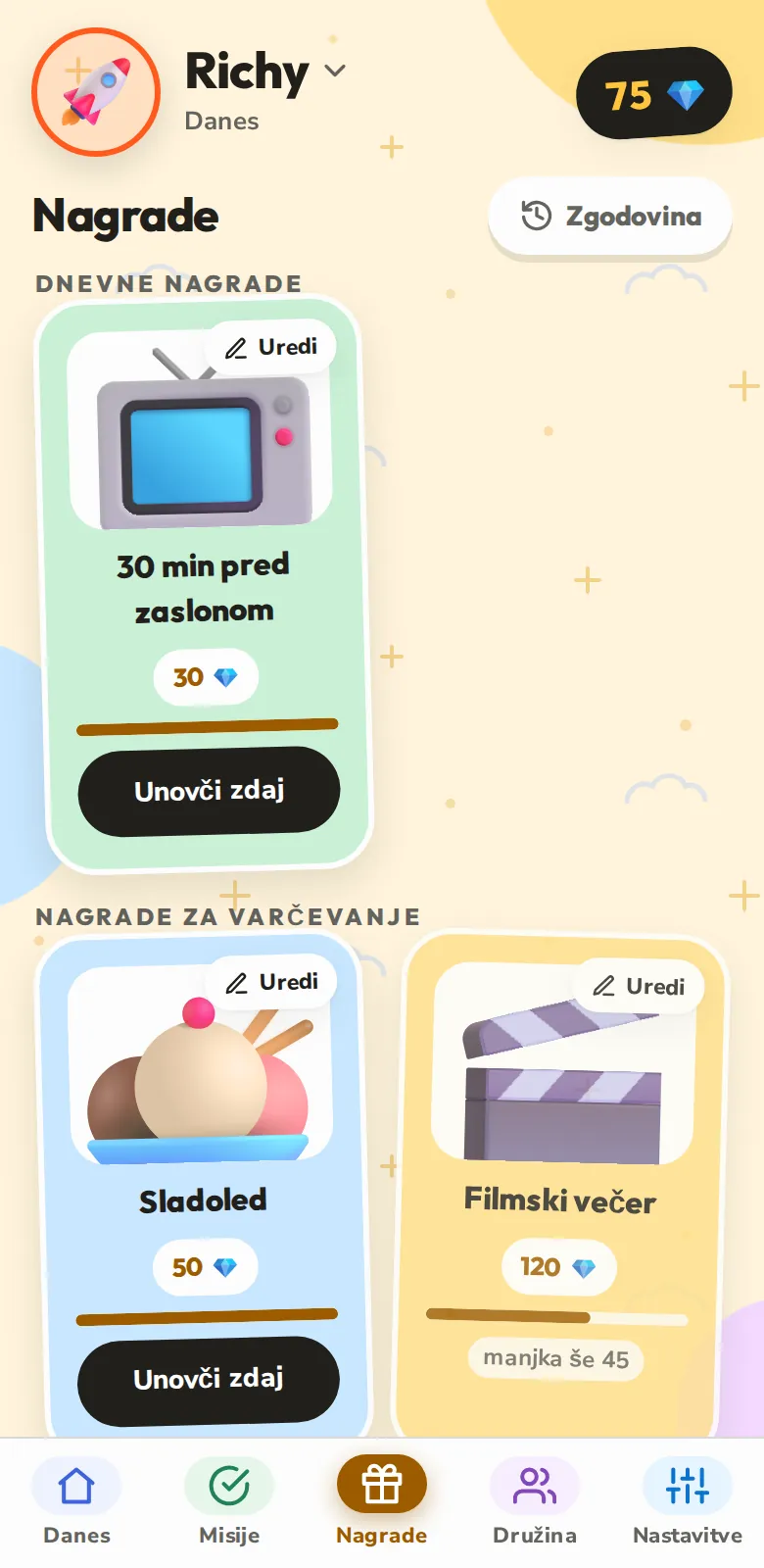 Nagrade, za katere varčujejo
