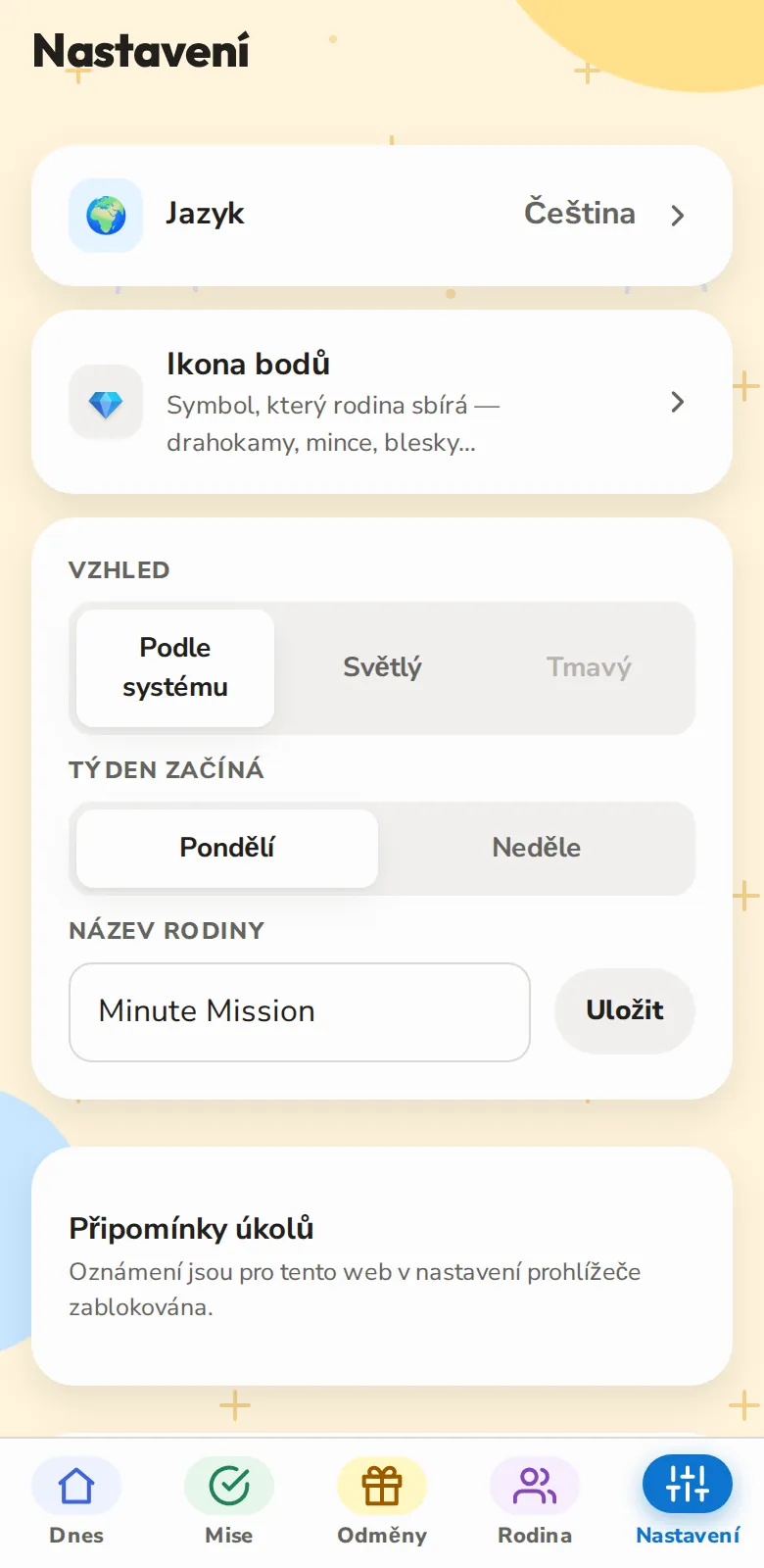 Nastavení je na tobě, za pár minut