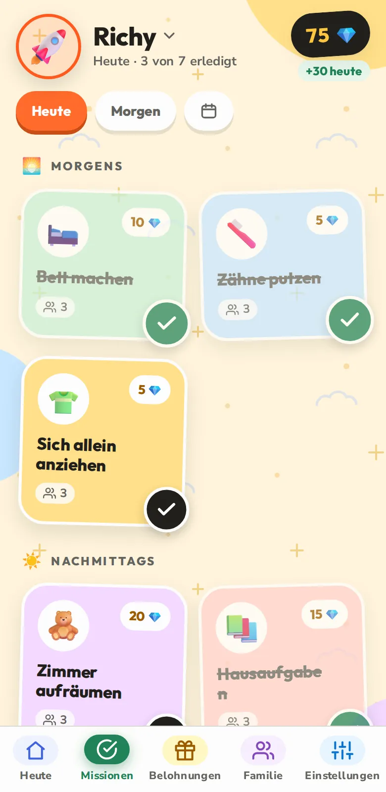 Heute, Mission für Mission