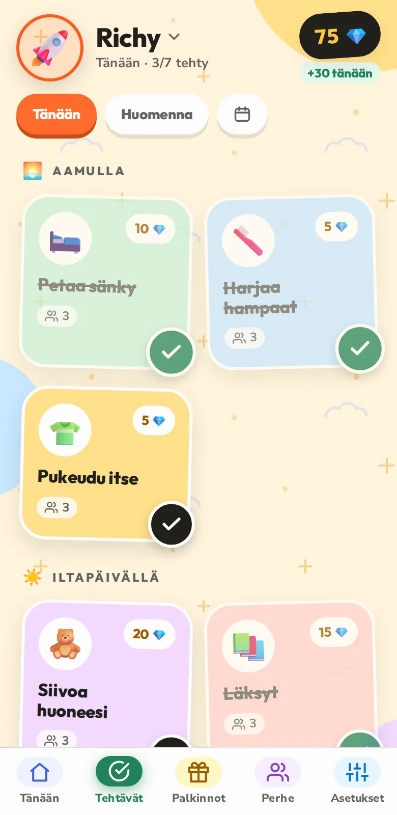 Tänään, tehtävä kerrallaan