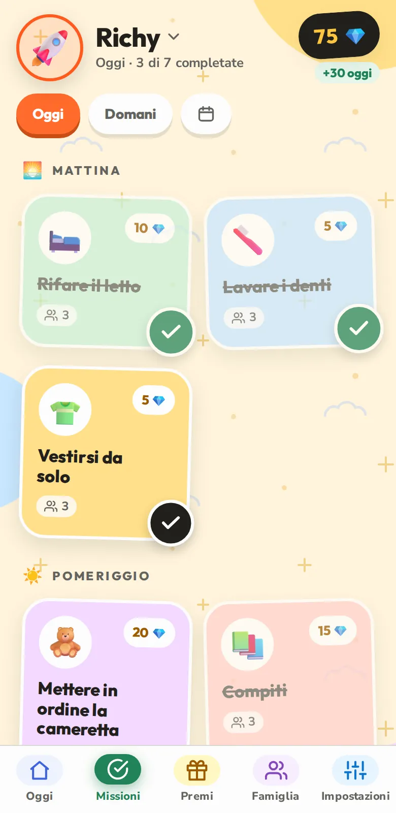 Oggi, missione dopo missione