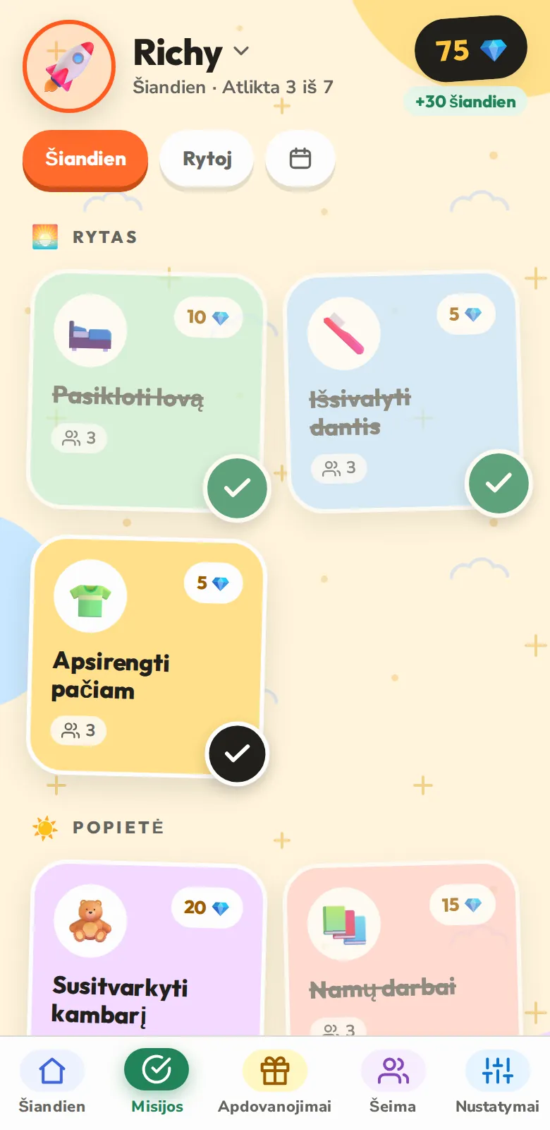 Šiandien, misija po misijos