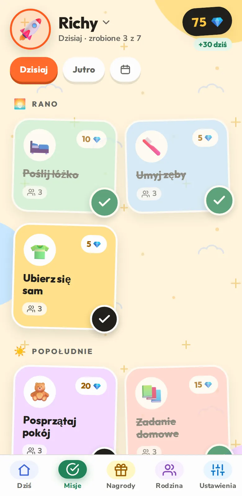 Dziś, misja po misji