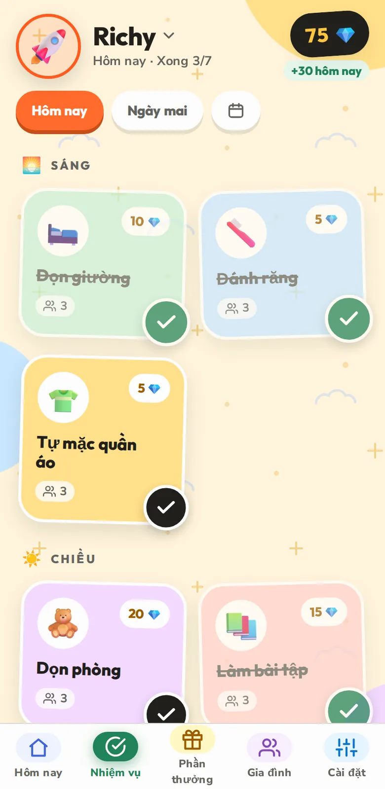 Hôm nay, từng nhiệm vụ một