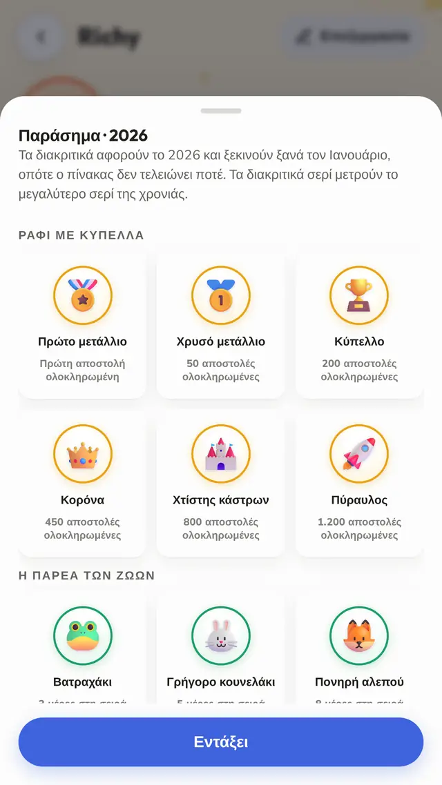 Διακριτικά για όλη τη χρονιά