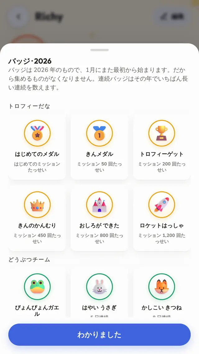 一年かけて集めるバッジ