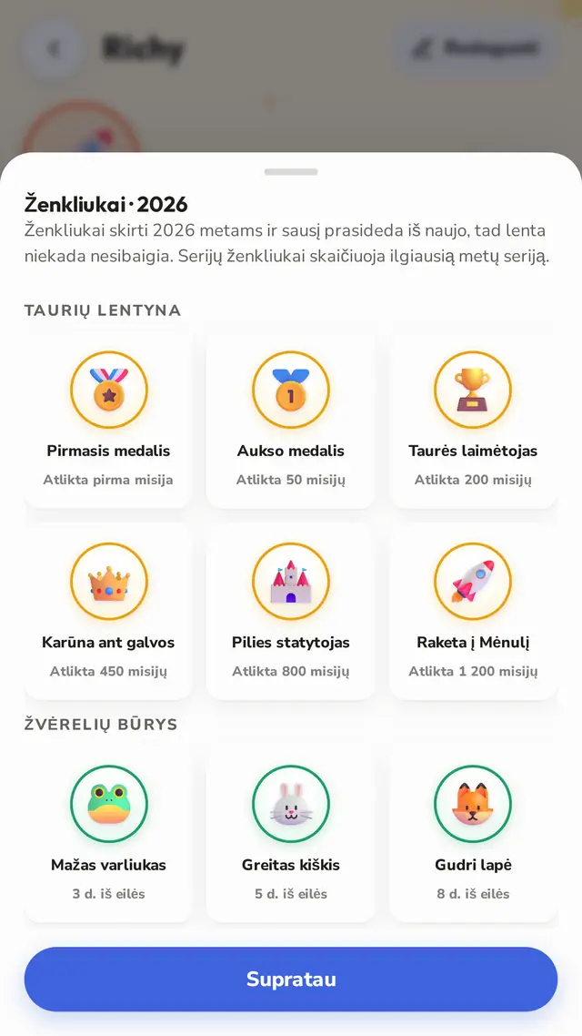 Ženkliukai, renkami visus metus