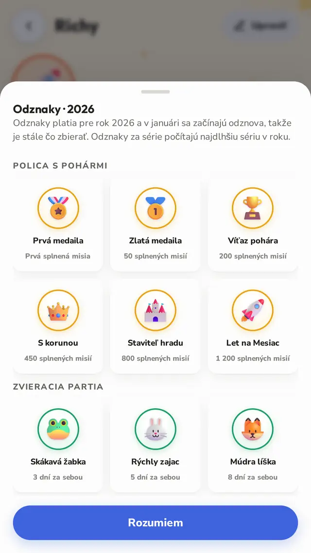 Odznaky na zbieranie celý rok