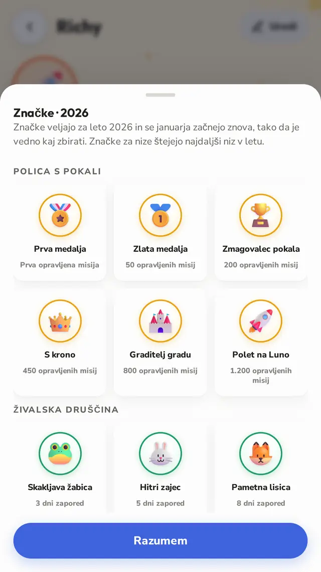 Značke za zbiranje vse leto