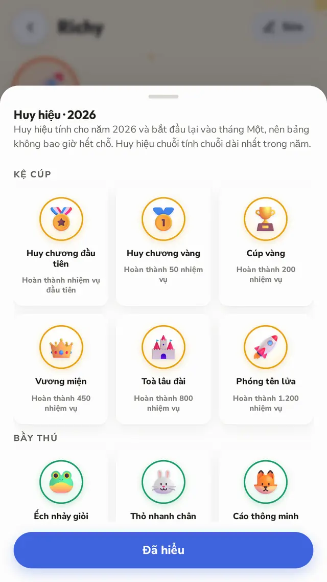 Huy hiệu để sưu tầm cả năm