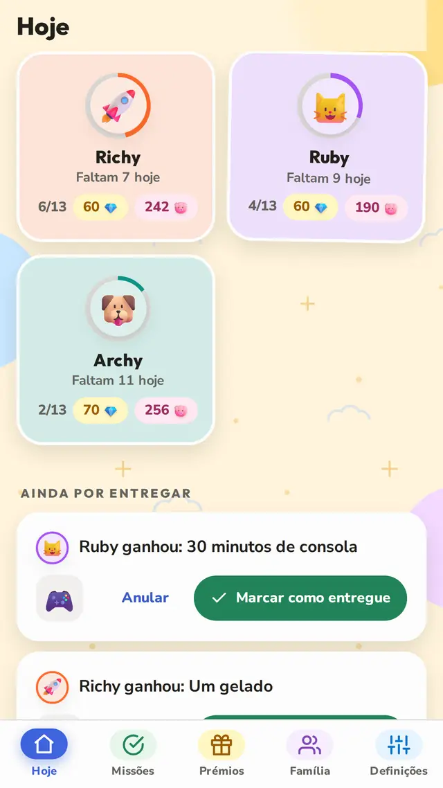 Todos os filhos num relance
