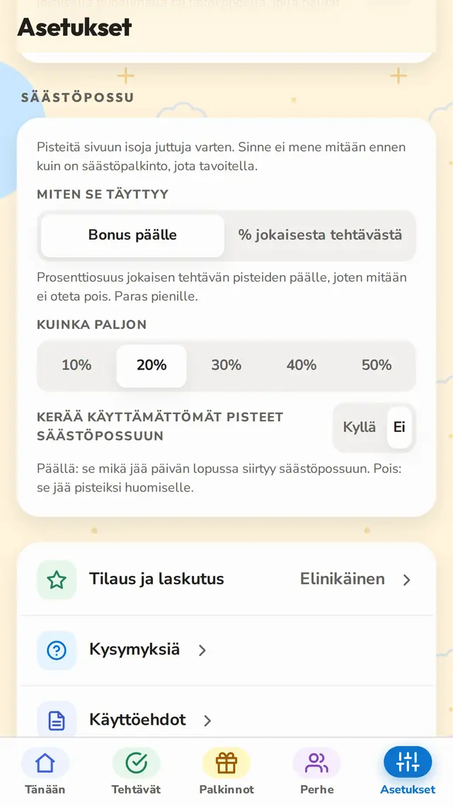 Säästöpossu, joka täyttyy itsestään